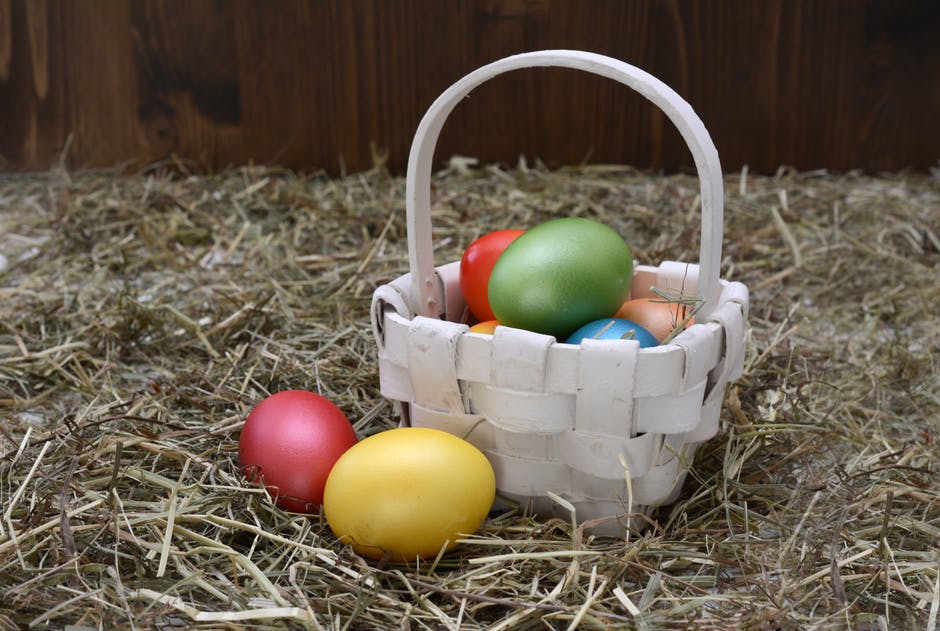 Colored Easter Eggs in a Basket
